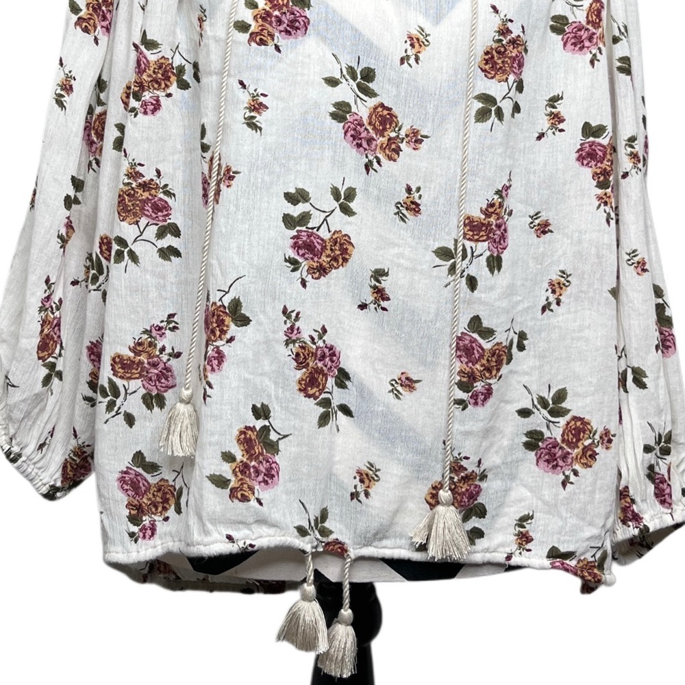 Denim & Supply Ralph Lauren RL Boho Floral Cottagecore Sz M Puff-Sleeve Blouse - Picture 3 of 12